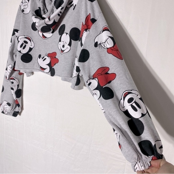 Disney Grey DIY Cropped Mickey Minnie Mouse Hoodie XL - Picture 9 of 14